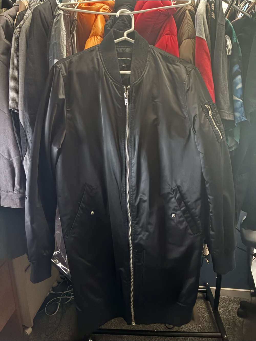 Members Only Black Rain Coat Like New Size Medium